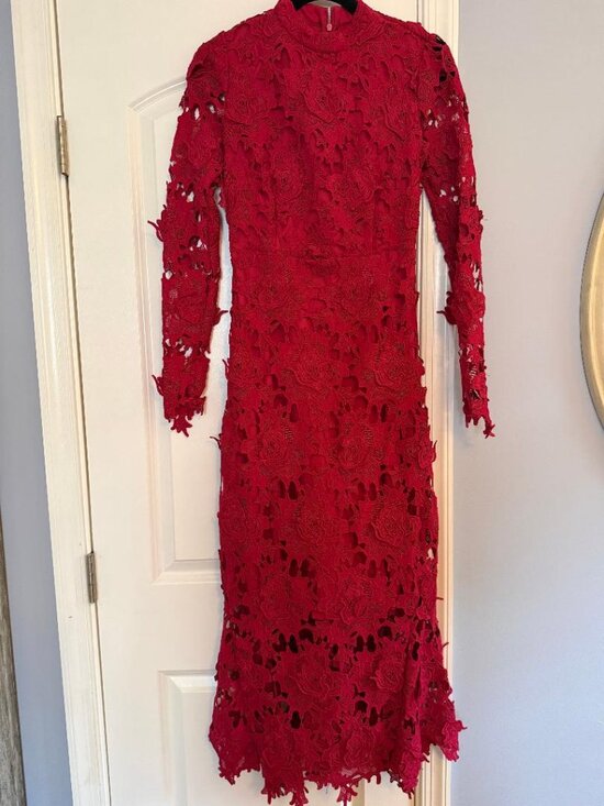 Anewsta Dresses & Skirts - NWT ANEWSTA Red 3D Floral Lace Dress XS